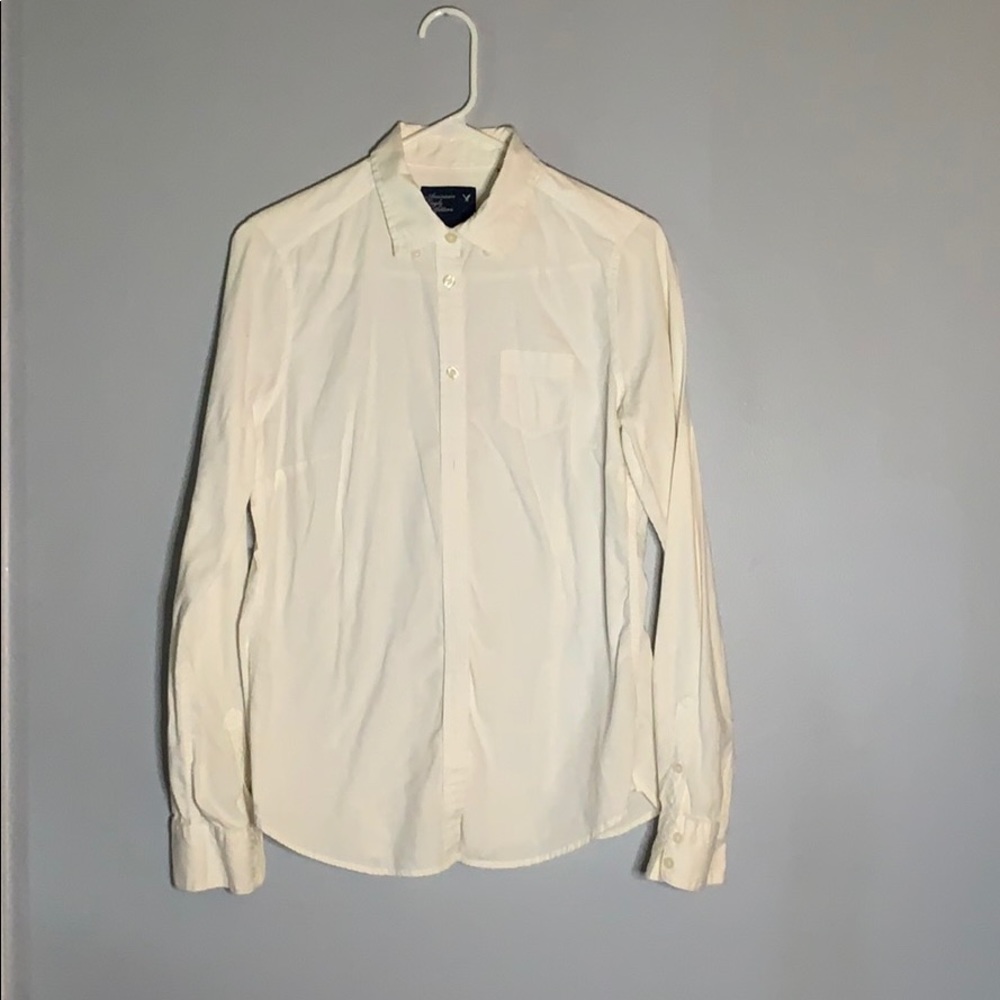American Eagle White Button Down Collar Blouse Top - image 3